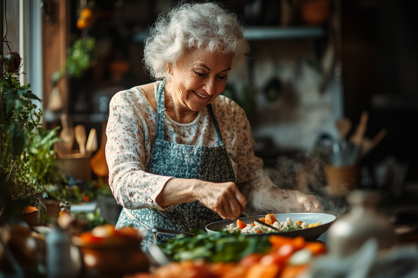 Жінка готує здорову їжу
